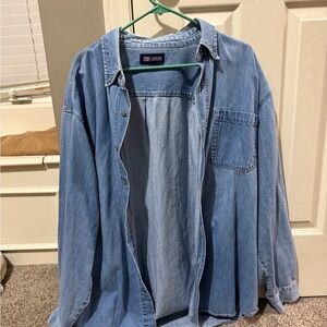 Faded Glory Light Blue Denim Button-Down Shirt